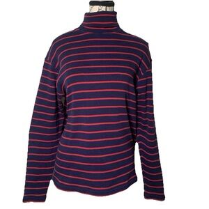 L.L. Bean Blue and Red Turtleneck Coastal Preppy Women’s Size L